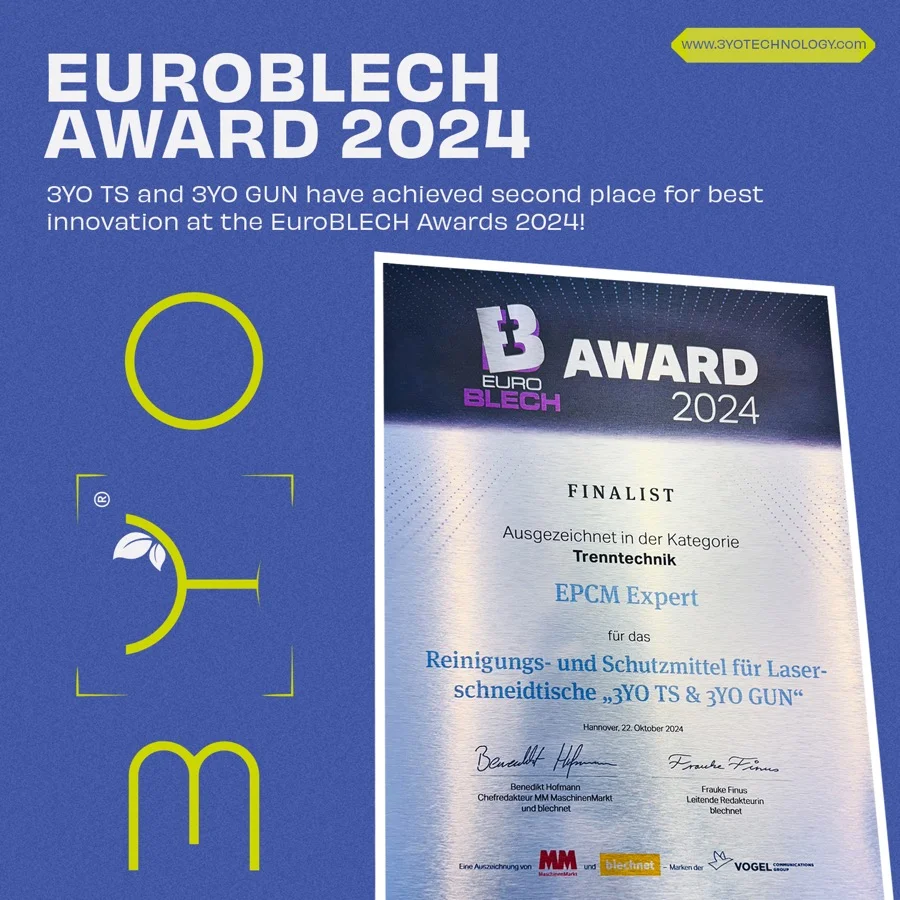 Diplomă EuroBLECH Award 2024, 3YO TS și 3YO GUN, locul 2 la categoria Trenntechnik