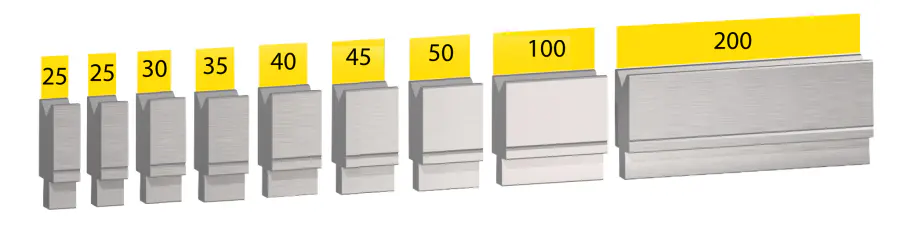 Sectioned set of UKB Bystronic system dies, 550 mm, 9 segments