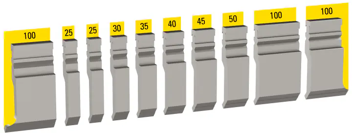 Sectioned set of UKB Bystronic system punches, 550 mm, 10 segments