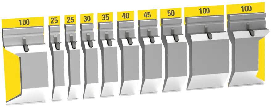 Sectioned set of UKB LVD type I system punches, 550 mm, 10 segments