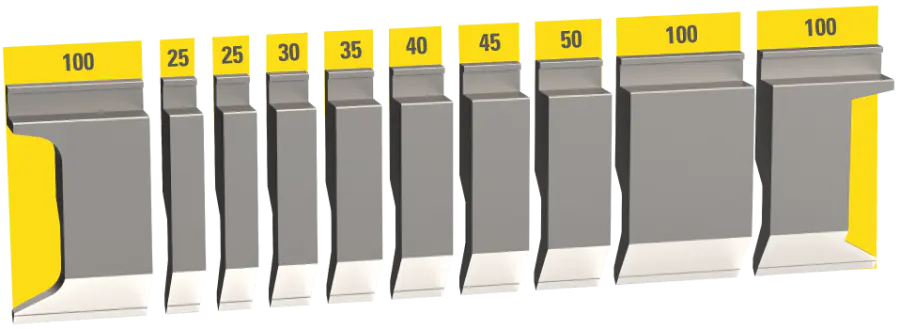 Sectioned set of UKB LVD type II system punches, 550 mm, 10 segments