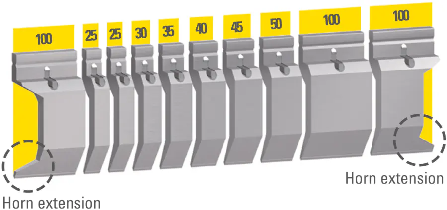 Sectioned set of UKB Wila system punches, 550 mm, 10 segments